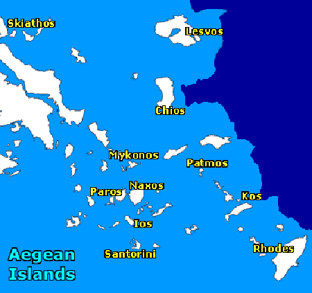map of Aegean Islands- map of greece